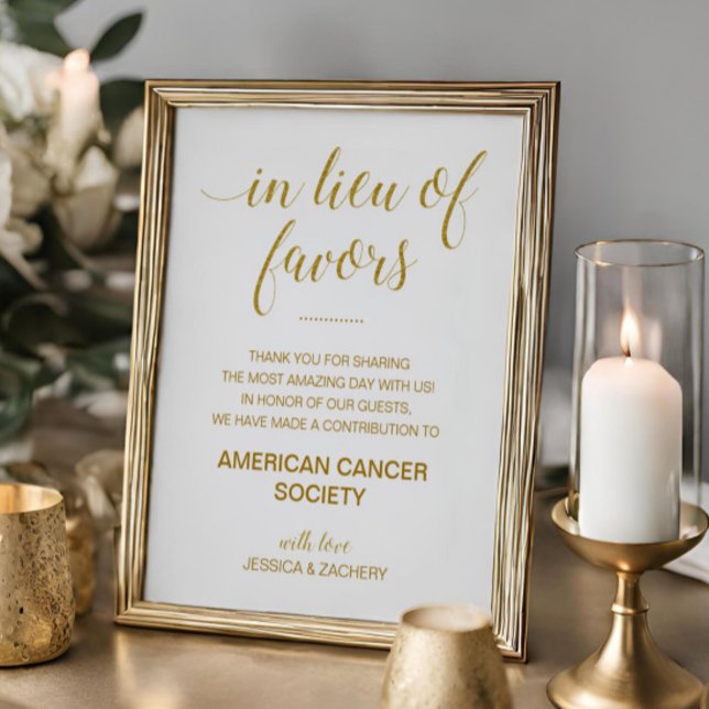 Gold In Lieu Of Favours Charity Donation Wedding Poster (Creator Uploaded)