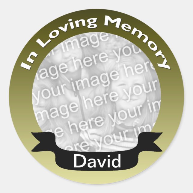 Gold In Loving Memory Photo Stickers (Front)