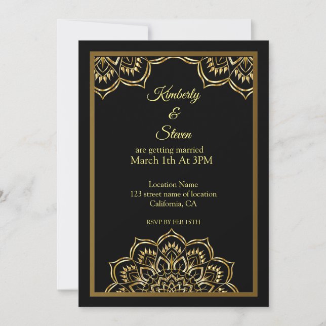 Gold Indian Mandala Wedding Invitation (Front)