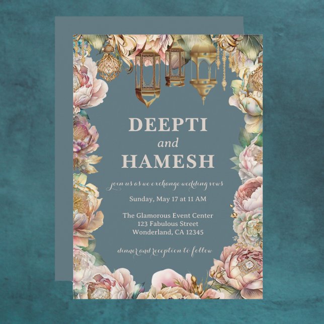 Gold Indian Mehndi Arabian Nights Pastel Invitation (Creator Uploaded)