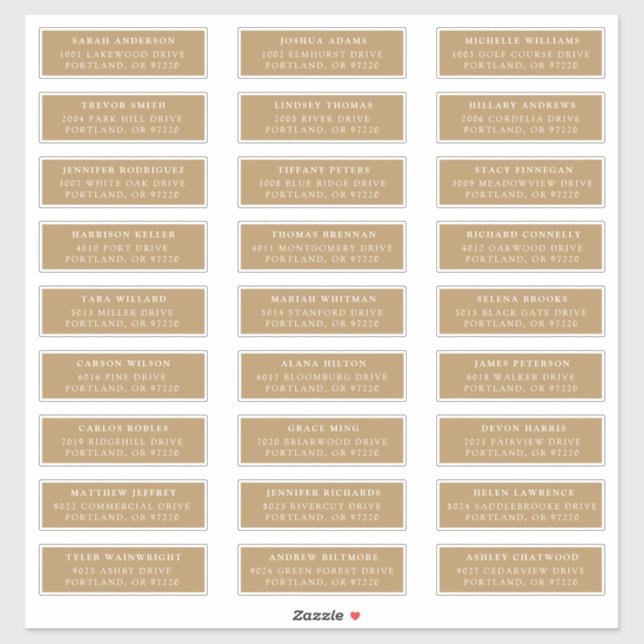 Gold | Individual Guest Address Labels (Sheet)