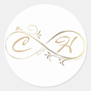 Gold Infinity Glam Modern Minimal Wedding Classic Round Sticker
