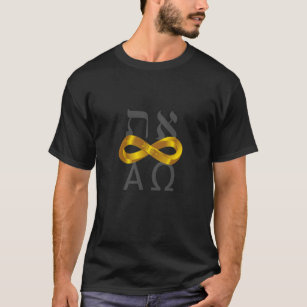 Gold Infinity symbol. Aleph Tav - Alpha and Omega T-Shirt