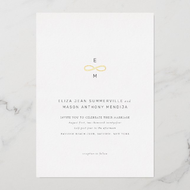 Gold Infinity Symbol Minimally Chic Foil Invitatio (Front)