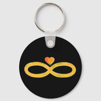 Gold Infinity with Heart #3 Key Ring