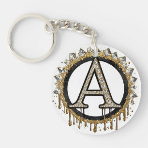 Gold Initial A Wedding Gift Pearl Monogram Key Ring