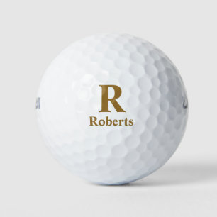 Gold Initial/First/Family Name On Black Golf Balls