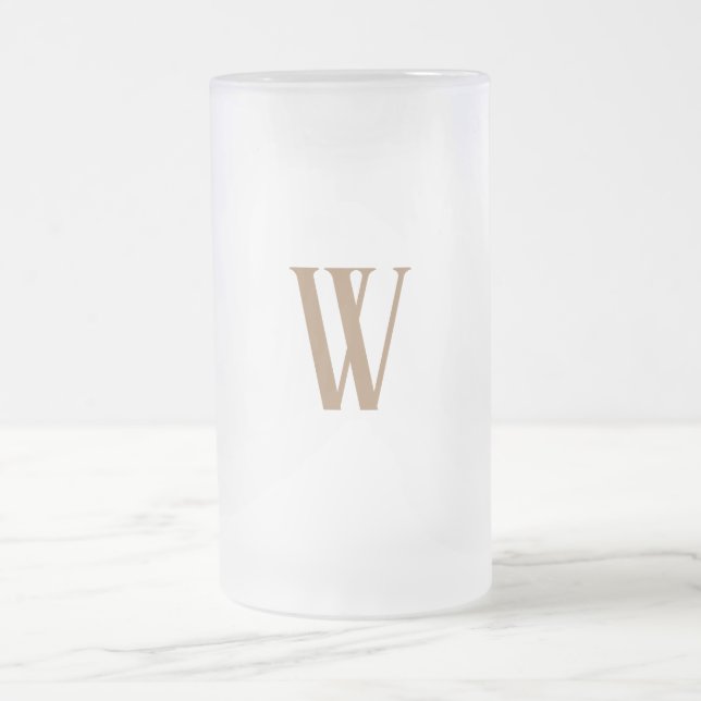 Gold Initial  Frosted Glass Beer Mug (Center)