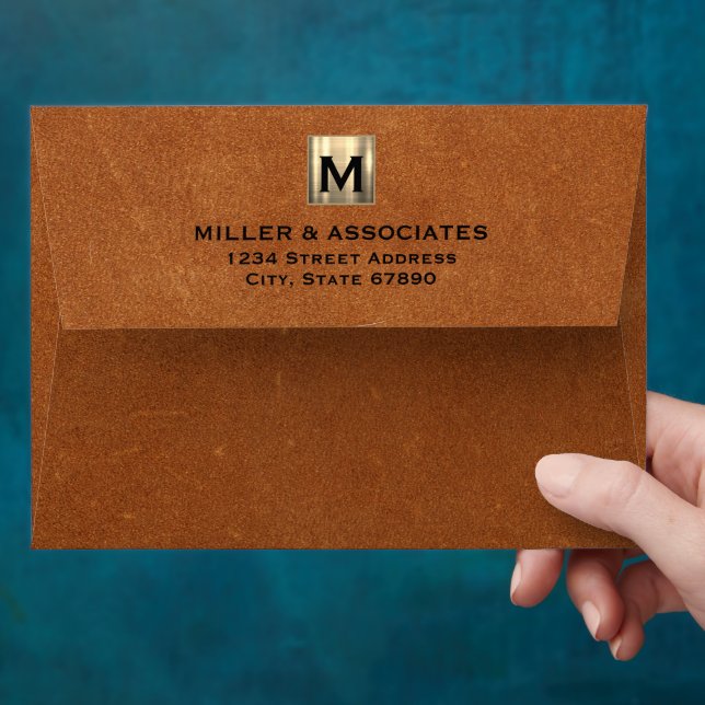 Gold Initial Logo Back Flap Return Address Envelope (Hand)