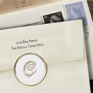 Gold Initial Monogram C Script Any Colour  Classic Round Sticker