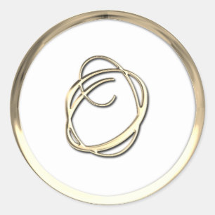 Gold Initial Monogram O Script Any Colour Classic Round Sticker