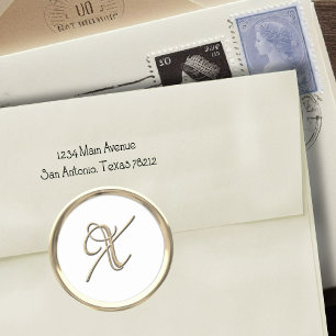 Gold Initial Monogram X Script Any Colour Classic Round Sticker
