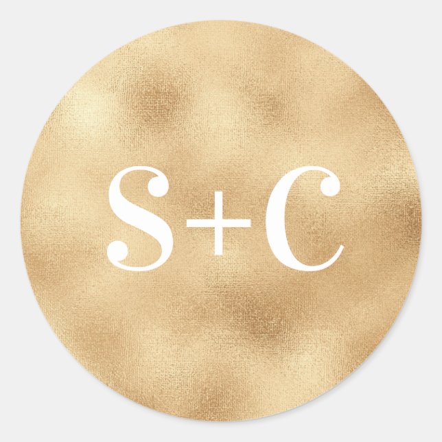 Gold Initial personalised wedding stickers (Front)
