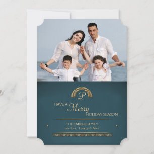 Gold Initial Photo Holiday Card