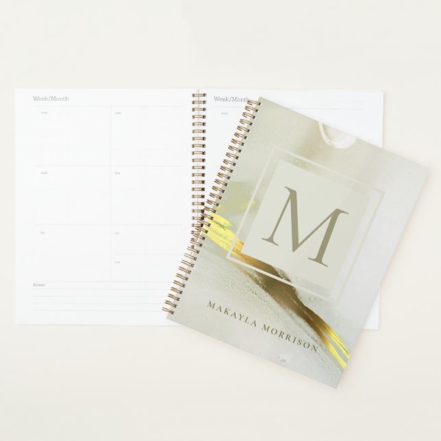 Gold Ink Monogram Abstract Home Office School Planner (Display)