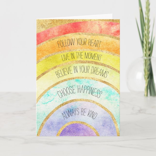 Gold Inspirational Quotes Rainbow Card (Front)