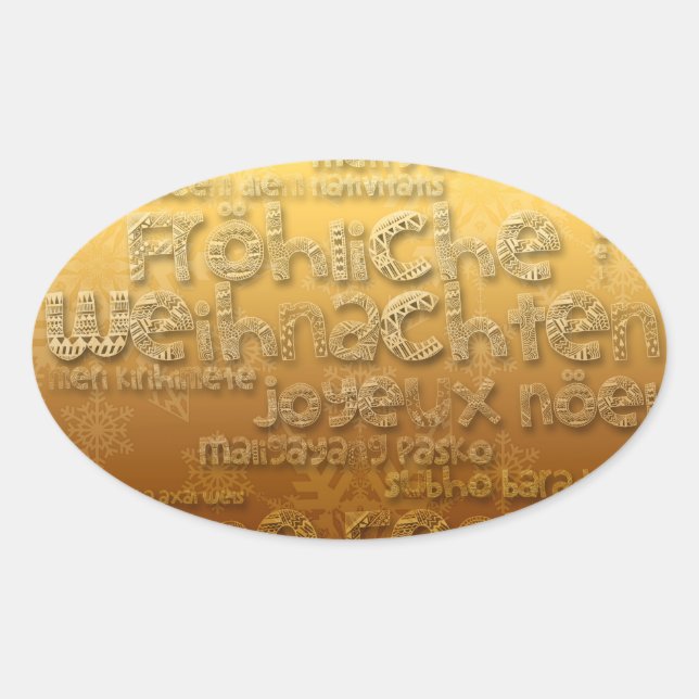 Gold International Weihnachten Navidad O Sticker (Front)