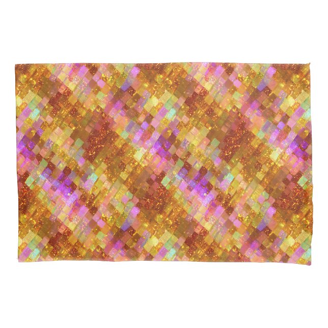 Gold Iridescent Mosaic Pattern Pillowcase (Front)