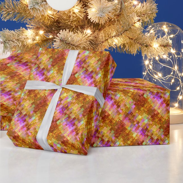 Gold Iridescent Mosaic Pattern Wrapping Paper (Holidays)
