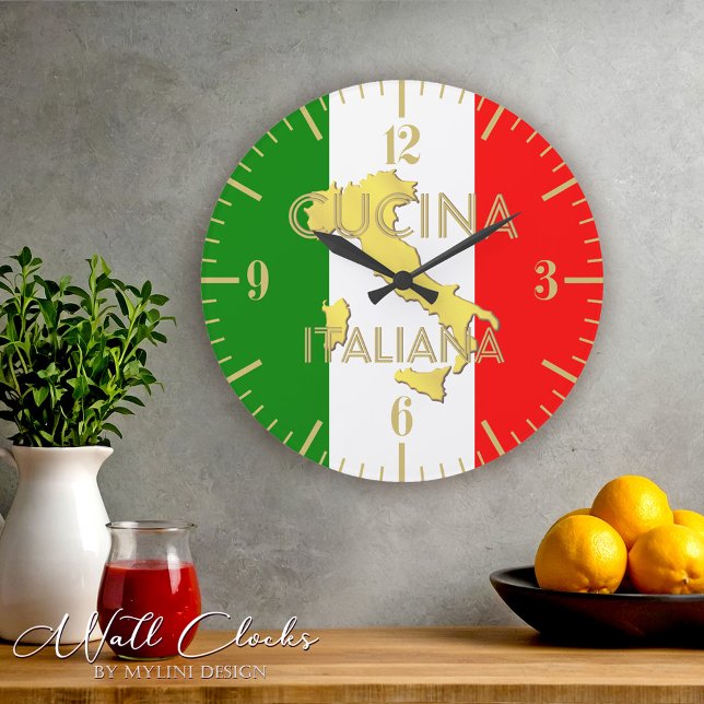Gold Italy Country Italian Flag Wall Clock (Creator Uploaded)