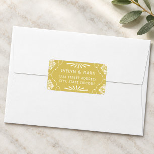Gold Ivory Art Deco Wedding Address Label