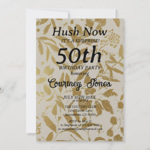 Gold Ivory Botanical 50th Birthday 2.0 Invitation