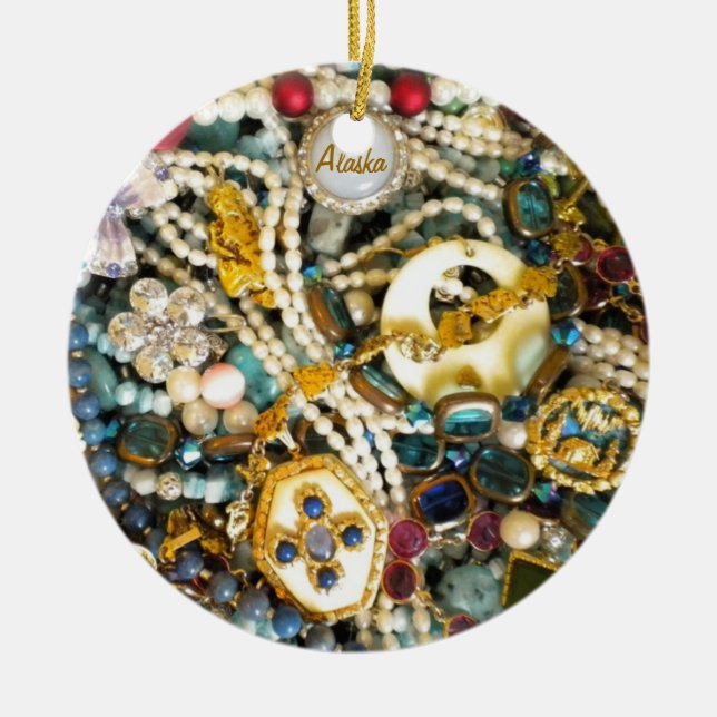 Gold & Ivory Ceramic Tree Decoration (Front)