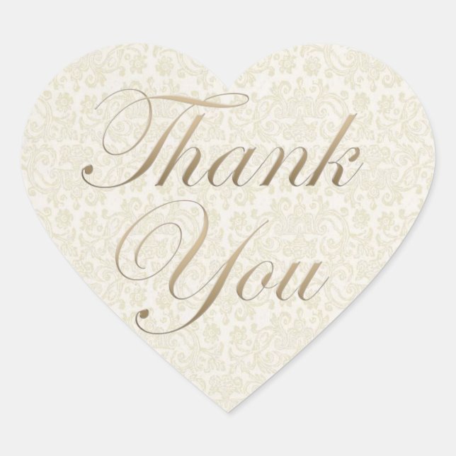Gold & Ivory Lace Thank You Sticker (Front)