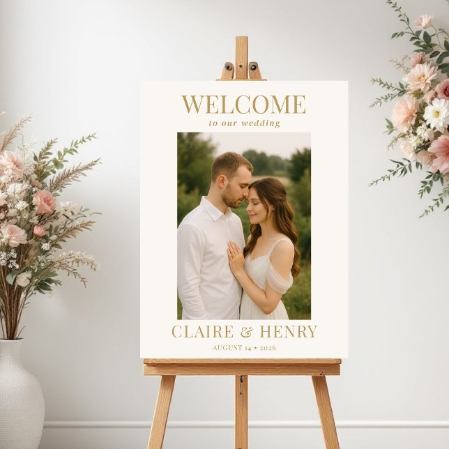Gold Ivory Minimal Photo Wedding Welcome  Poster (Creator Uploaded)