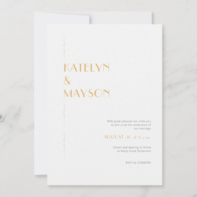 Gold & Ivory Modern Minimalist Wedding Invitation (Front)