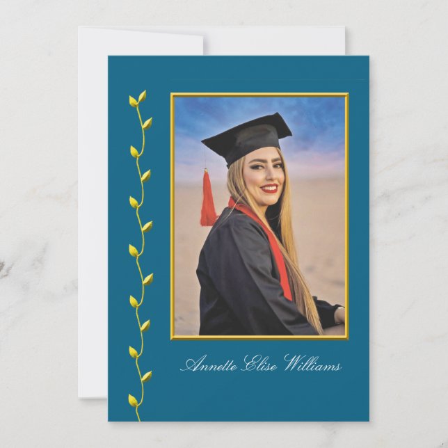 Gold Ivy design with Photo Grad Announcment Announcement (Front)