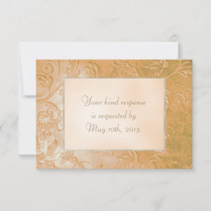 Gold Jade Autumn Floral Border Wedding RSVP Card
