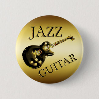 GOLD JAZZ GUITAR 6 CM ROUND BADGE