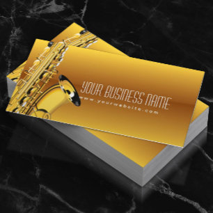 Gold Jazz Saxophone Music Business Card
