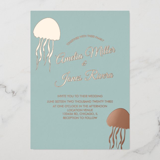 Gold JellyFish Blush Wedding Pressed  (Front)