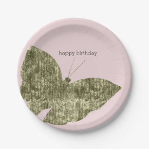 Gold Jewel Butterfly Birthday Paper Plate