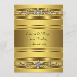 Gold Jewel Elegant Gold 50th Wedding Anniversary Invitation