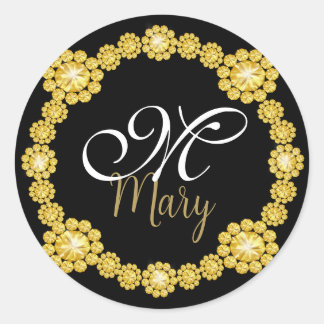 Gold Jewel Frame Monogram Sticker
