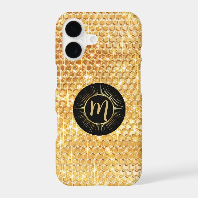Gold Jewel Pattern Sparkle Frame Monogram (Back)