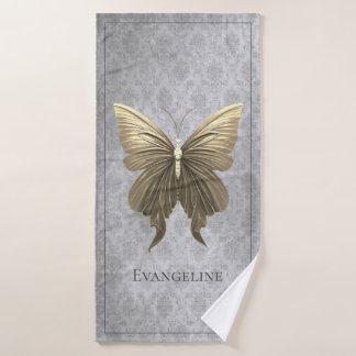 Gold Jewelled Butterfly Bath Towel Set