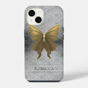 Gold Jewelled Butterfly Damask iPhone 14 Case