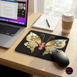 Gold Jewelled Butterfly Mouse Pad