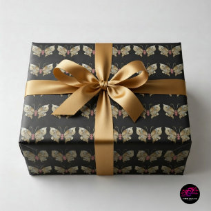Gold Jewelled Butterfly Wrapping Paper