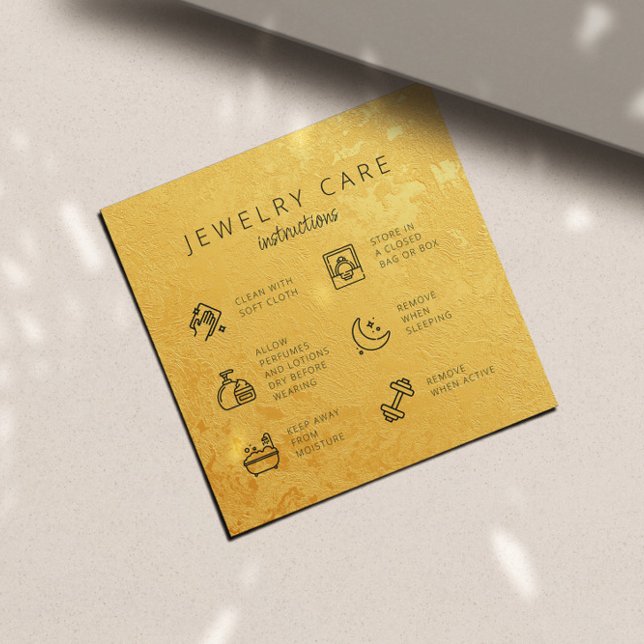 Gold Jewellery Care Instructions Business Thank Yo Enclosure Card (Creator Uploaded)