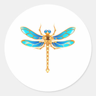 Gold jewellery dragonfly insect vip fun vector ima classic round sticker