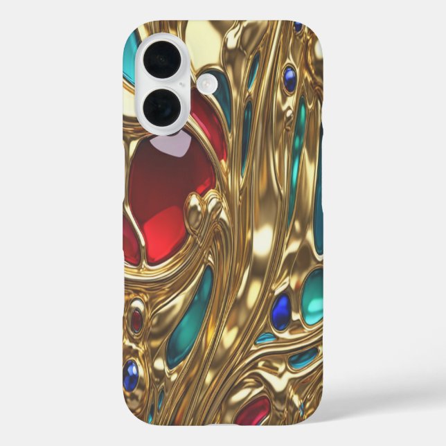 Gold & Jewels #2 - iPhone 16 Cases (Back)