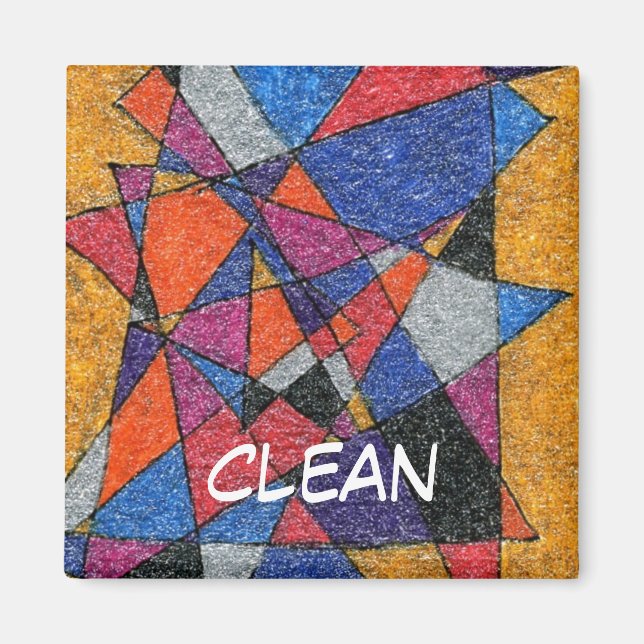 "Gold & Jewels" Abstract Dishwasher Status Magnet (Front)