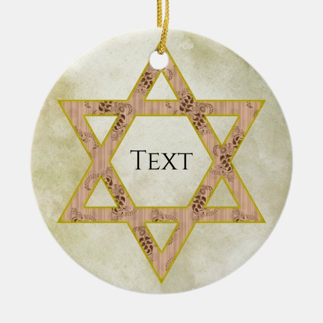 Gold Jewish Star Ceramic Ornament (Front)