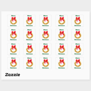 Gold Jingle Bells Wreath Stickers