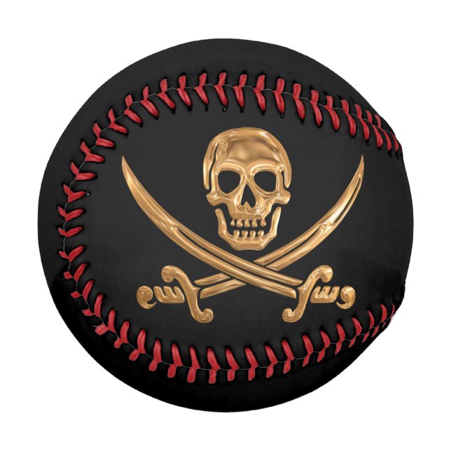 Gold Jolly Roger Baseball (Front Left)